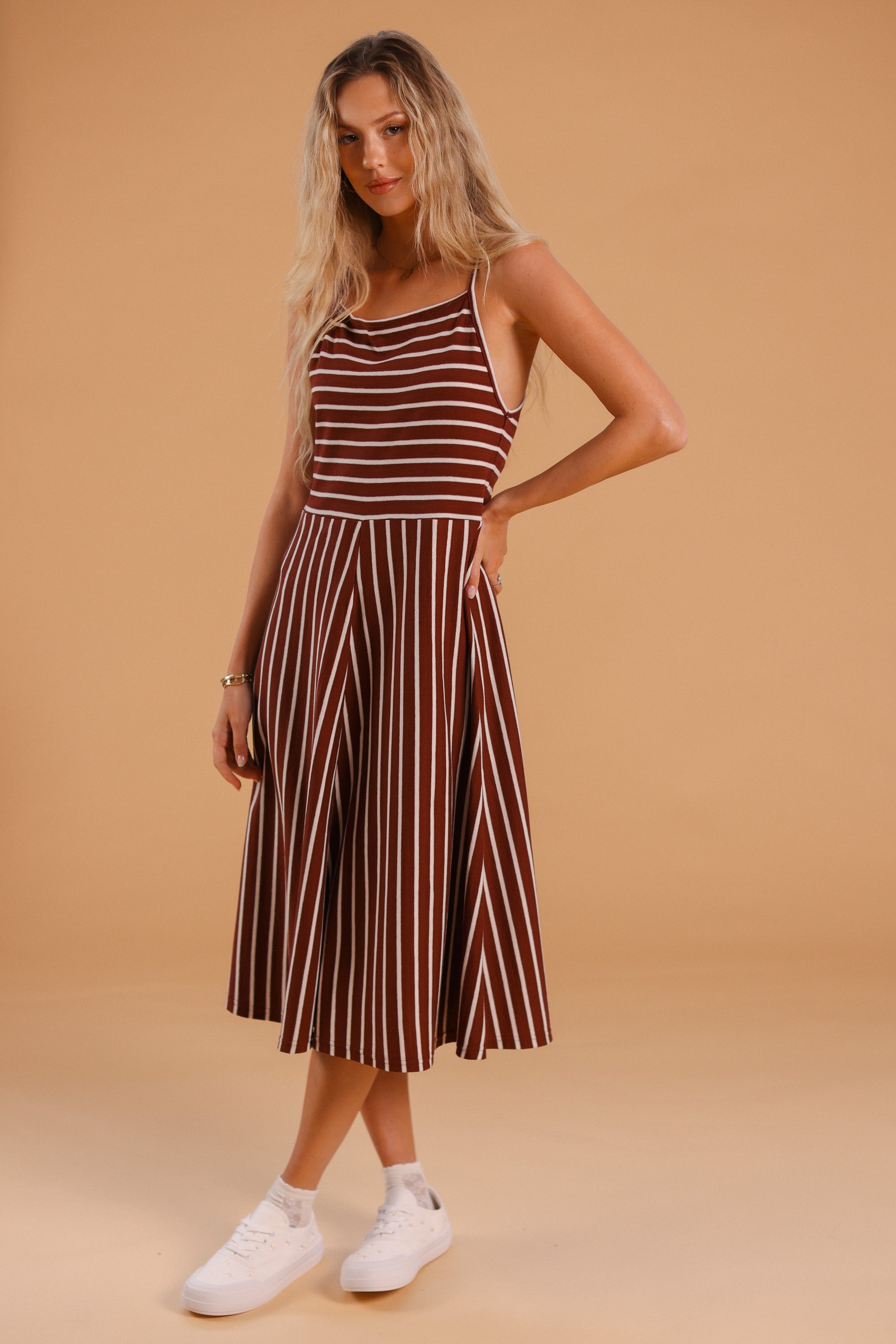Dress Angie Maroon Stripes