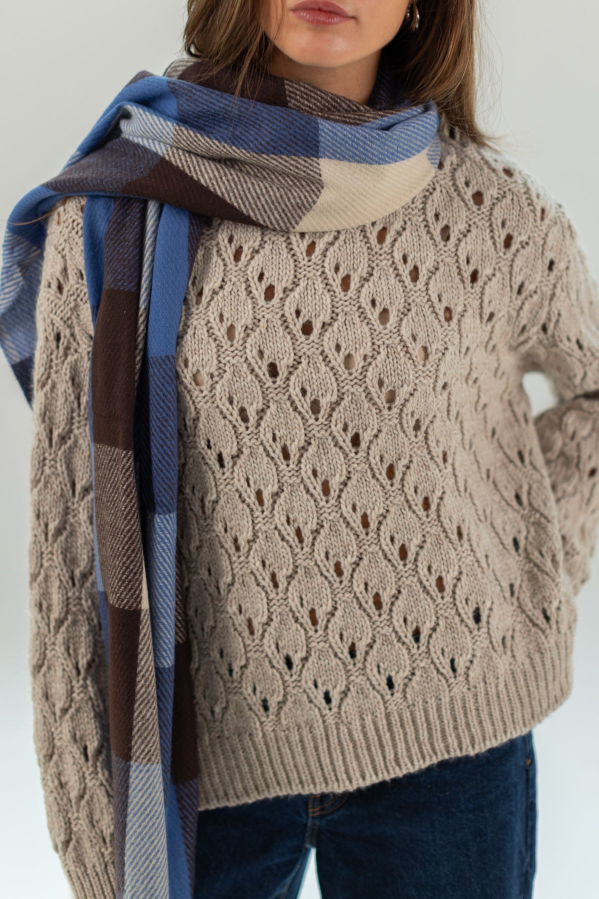 Scarf Leina Blue & Brown