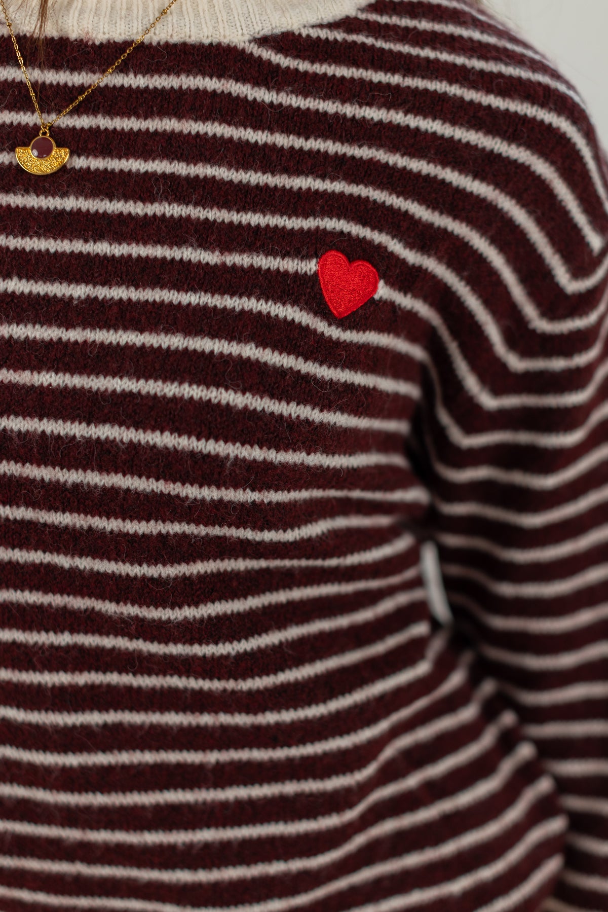Knit Sweater Woldo Burgundy Stripes