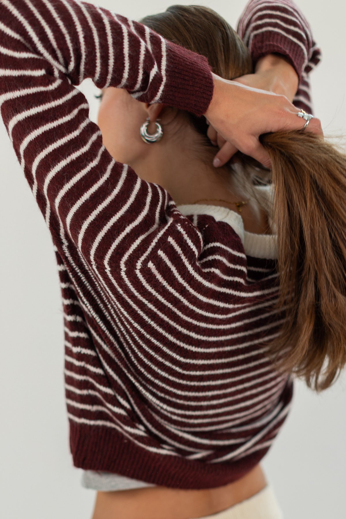 Knit Sweater Woldo Burgundy Stripes