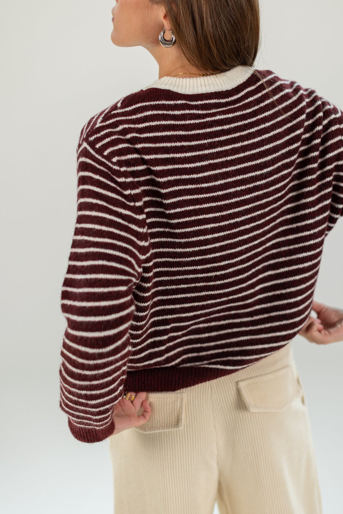 Knit Sweater Woldo Burgundy Stripes