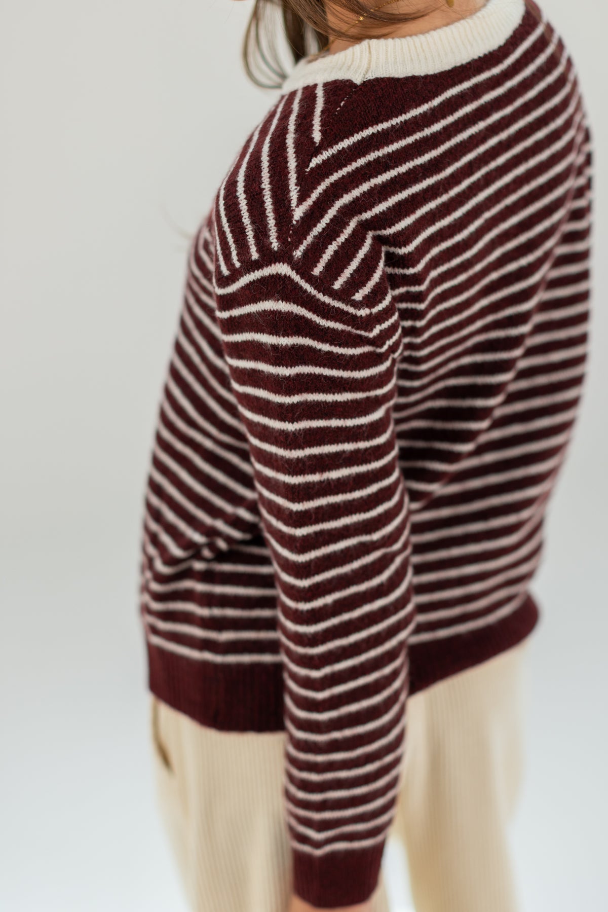 Knit Sweater Woldo Burgundy Stripes