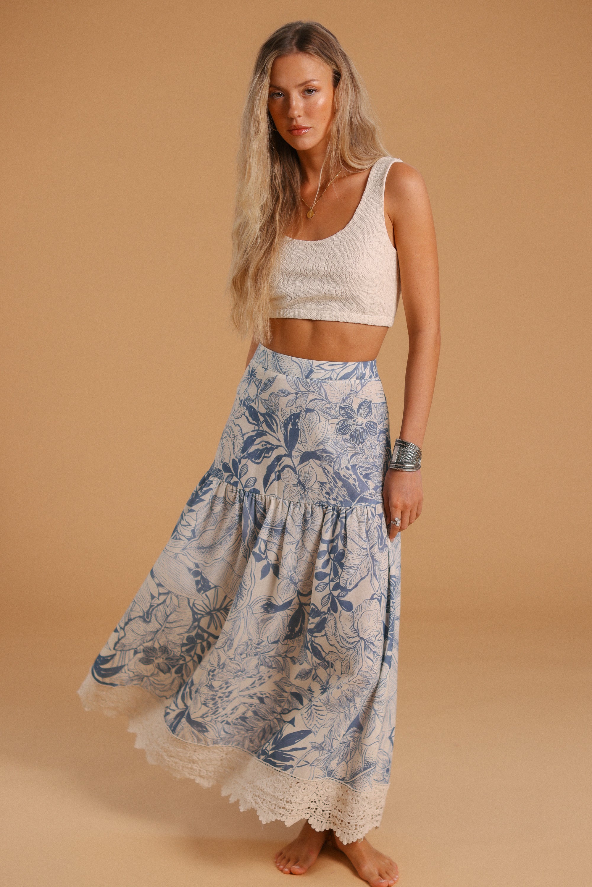 Skirt Celina Blue Flowers
