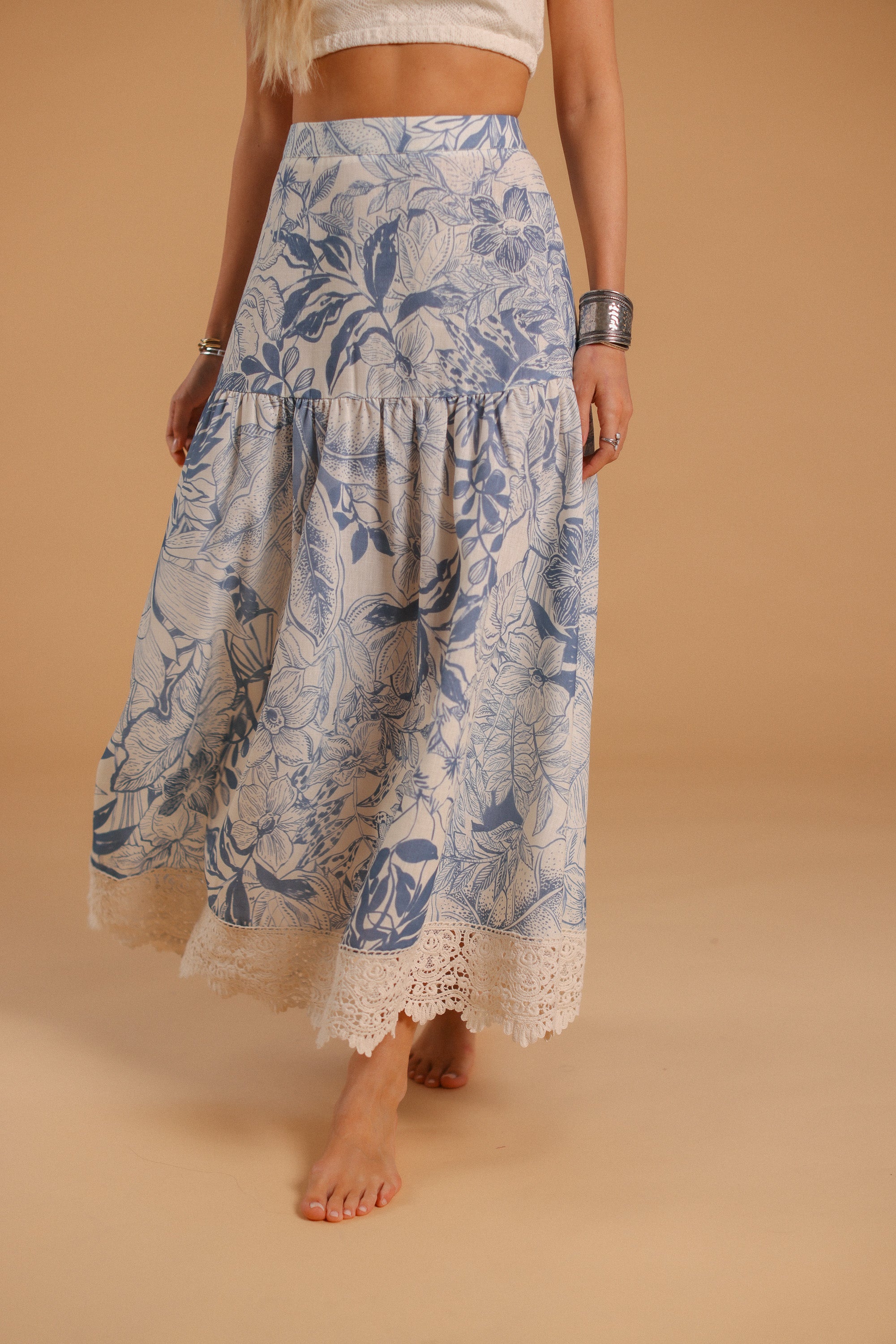 Skirt Celina Blue Flowers