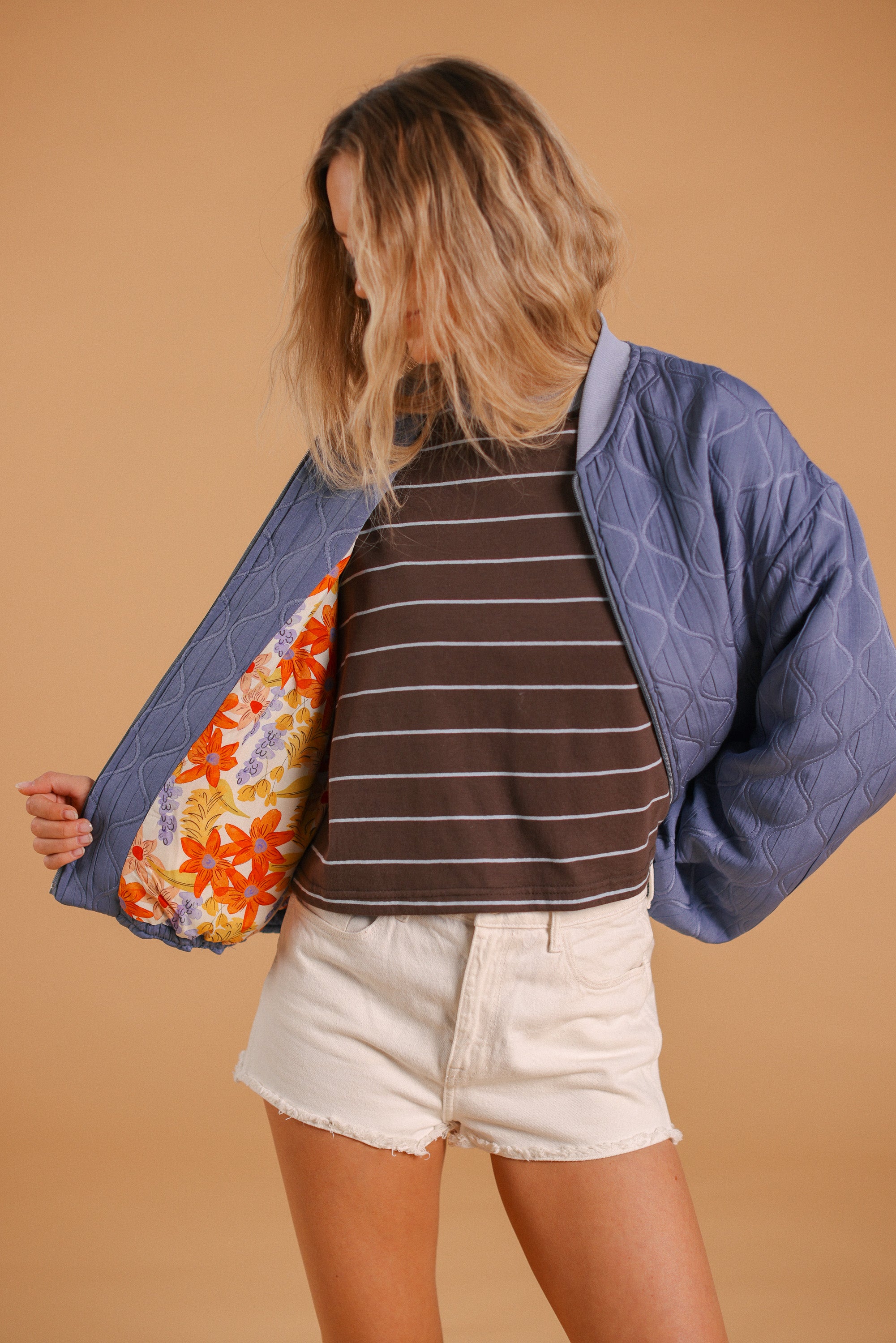 Bomber Jacket Jody Dusty Blue Floral