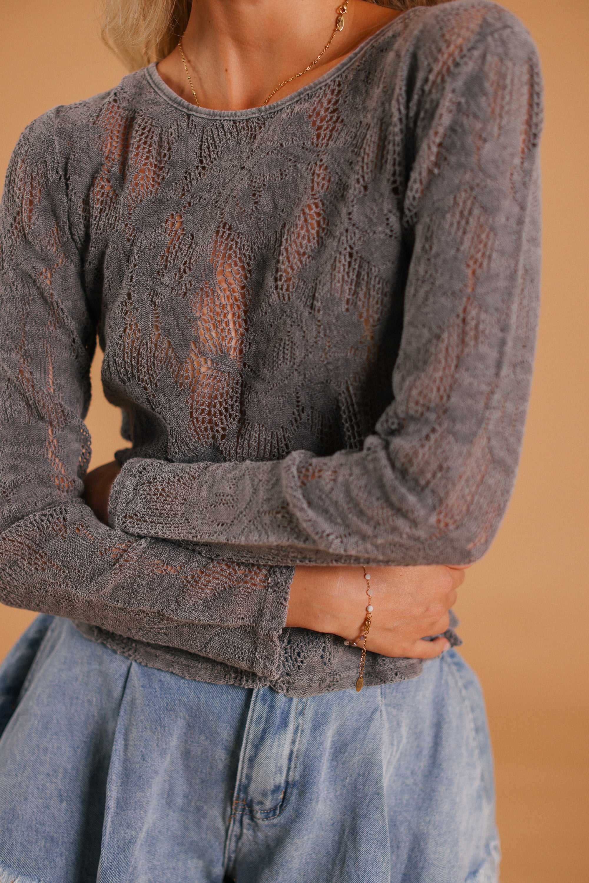 Top Marlena Stonewashed Grey