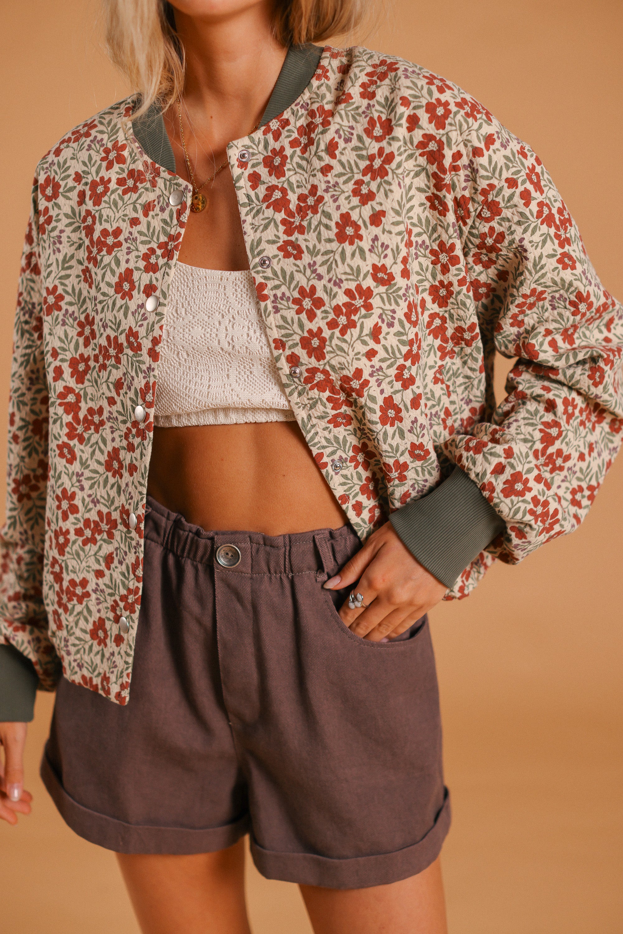 Bomber Jacket Lotta Cream Flowers