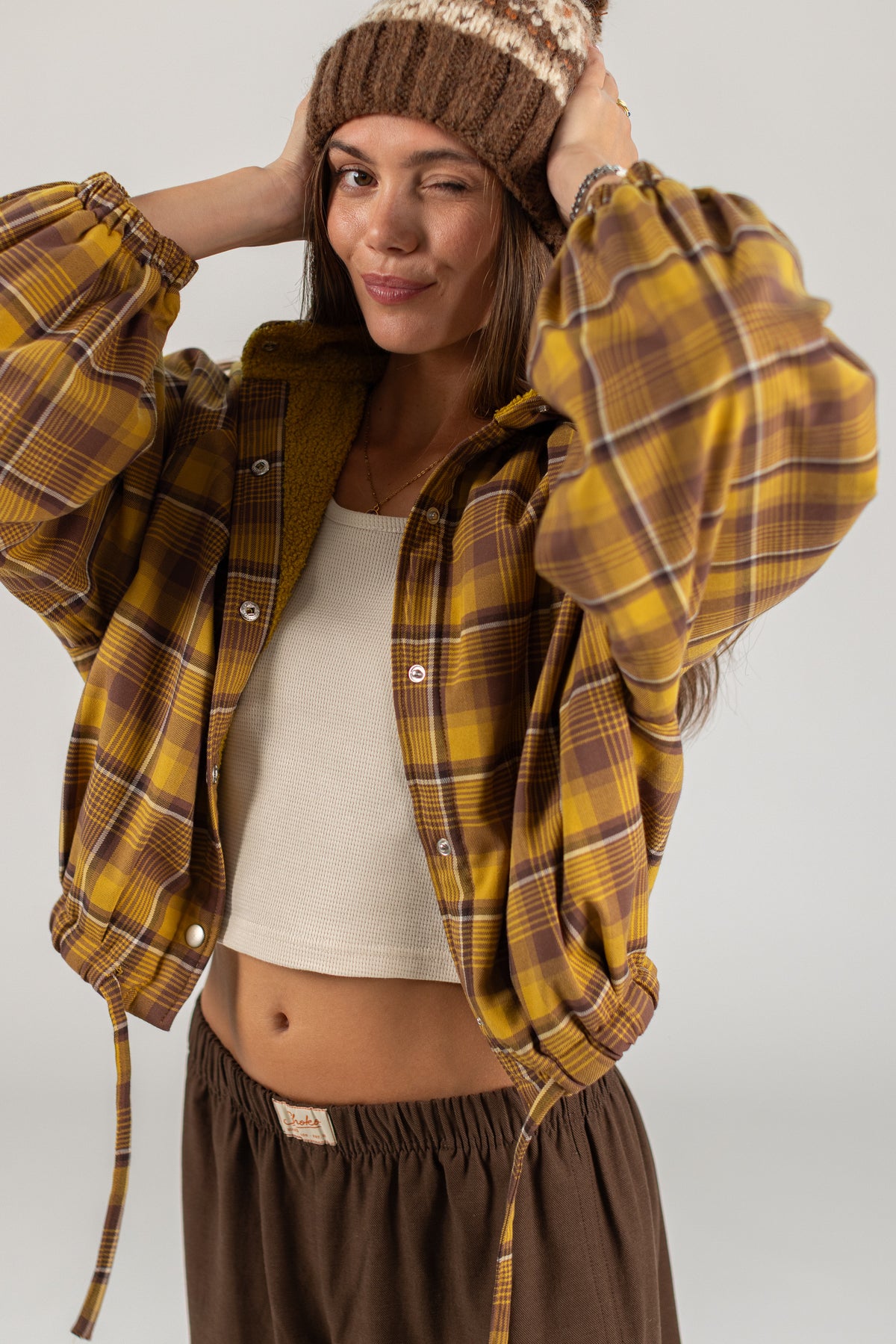 Bomber Jacket Cally Yellow Plaid