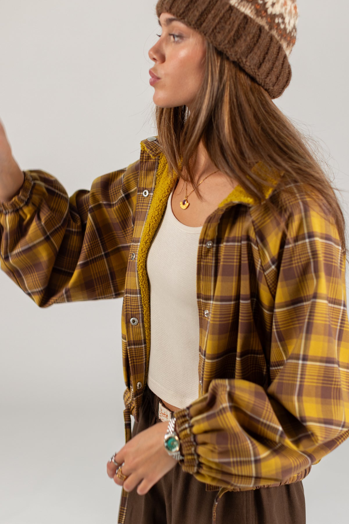 Bomber Jacket Cally Yellow Plaid