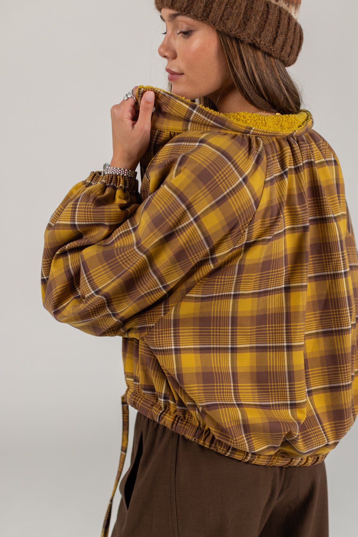 Bomber Jacket Cally Yellow Plaid