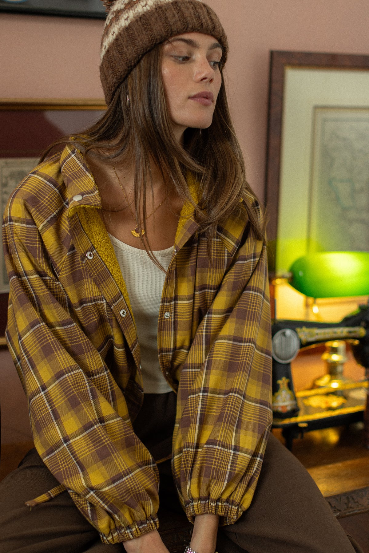 Bomber Jacket Cally Yellow Plaid