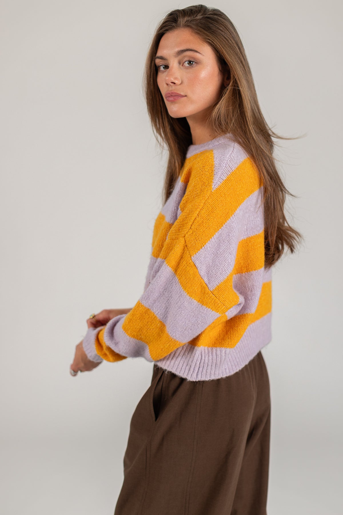 Knit Sweater Aletta Lilac Stripes