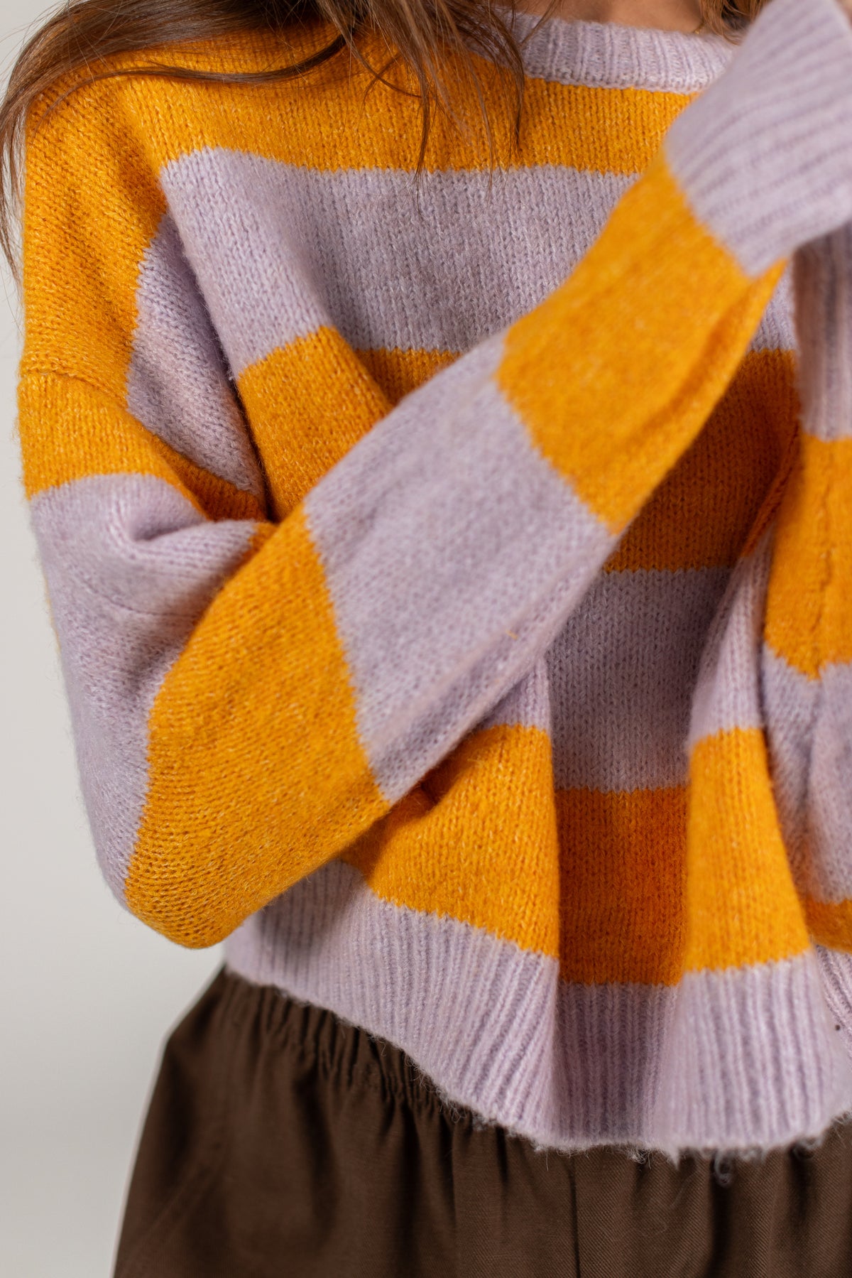 Knit Sweater Aletta Lilac Stripes
