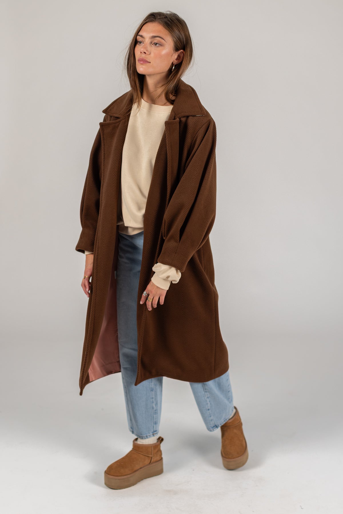 Coat Elaya Brown Herringbone