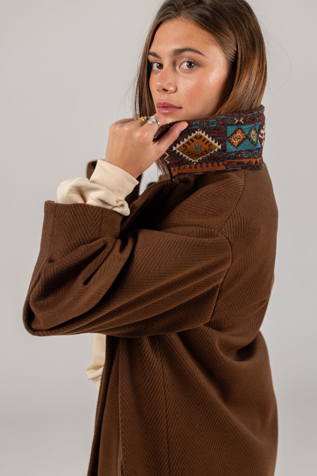 Coat Elaya Brown Herringbone
