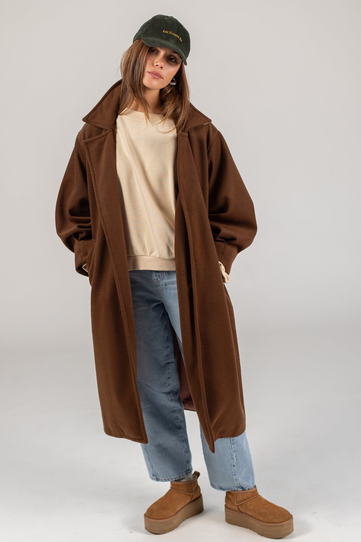 Coat Elaya Brown Herringbone