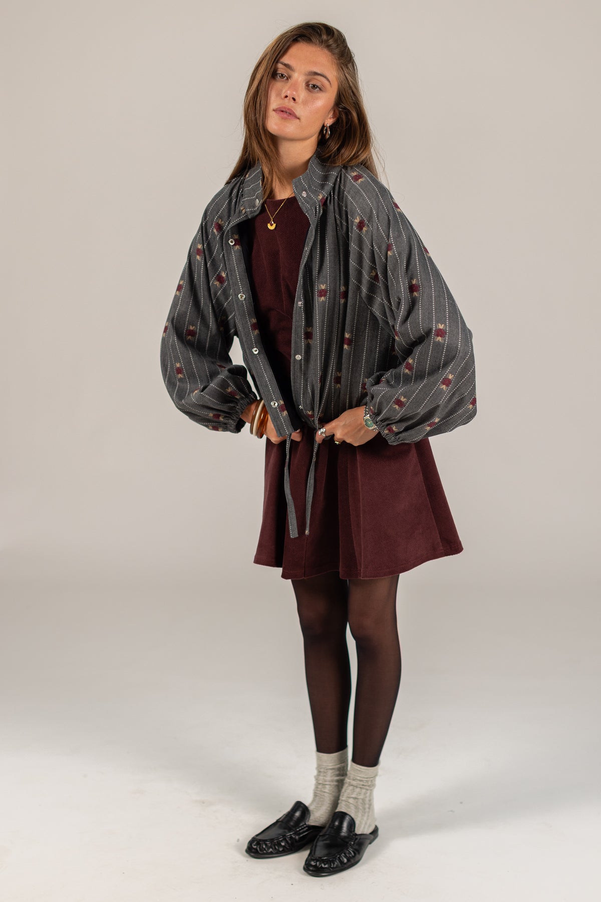 Bomber Jacket Noel Grey Pinstripes