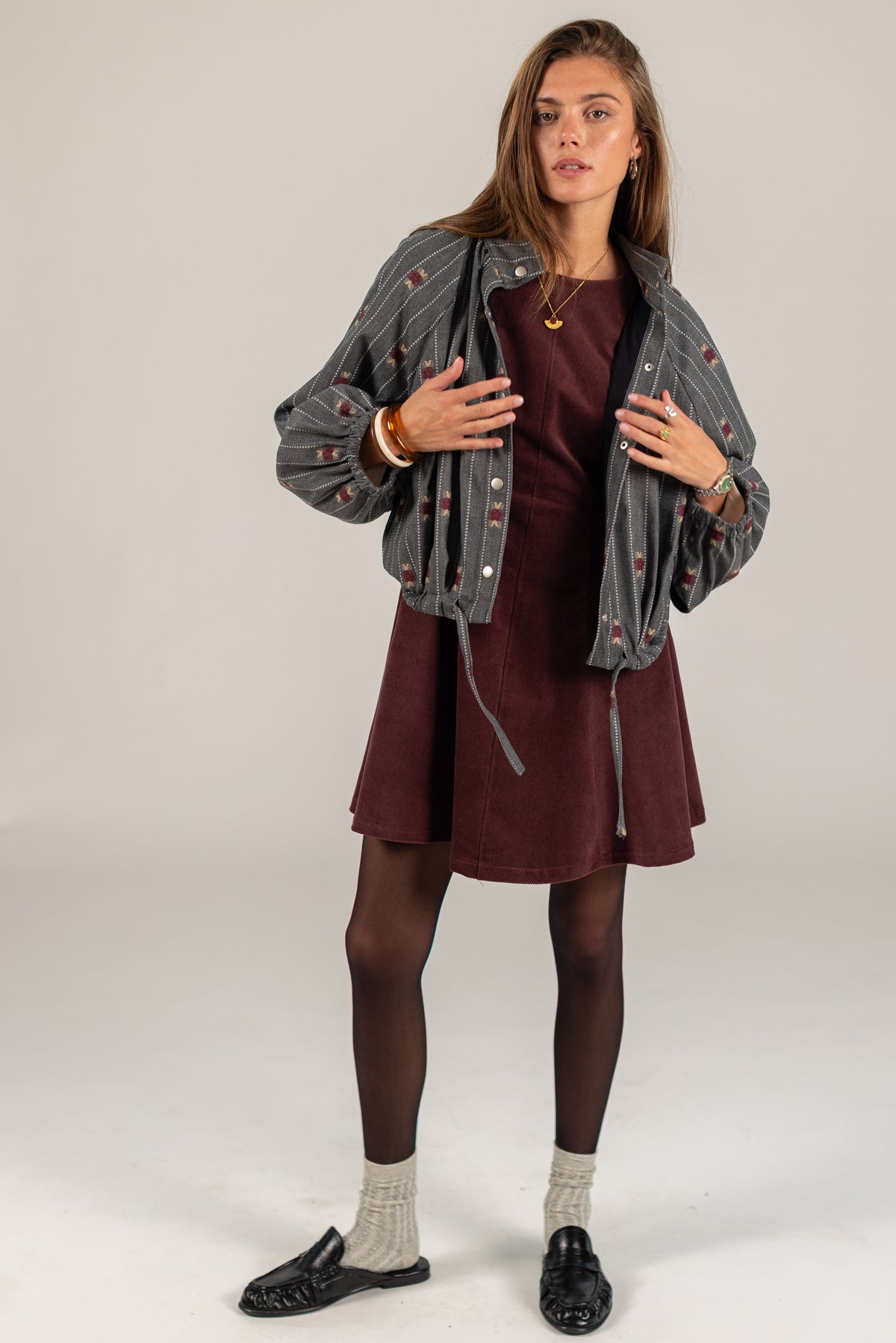 Bomber Jacket Noel Grey Pinstripes