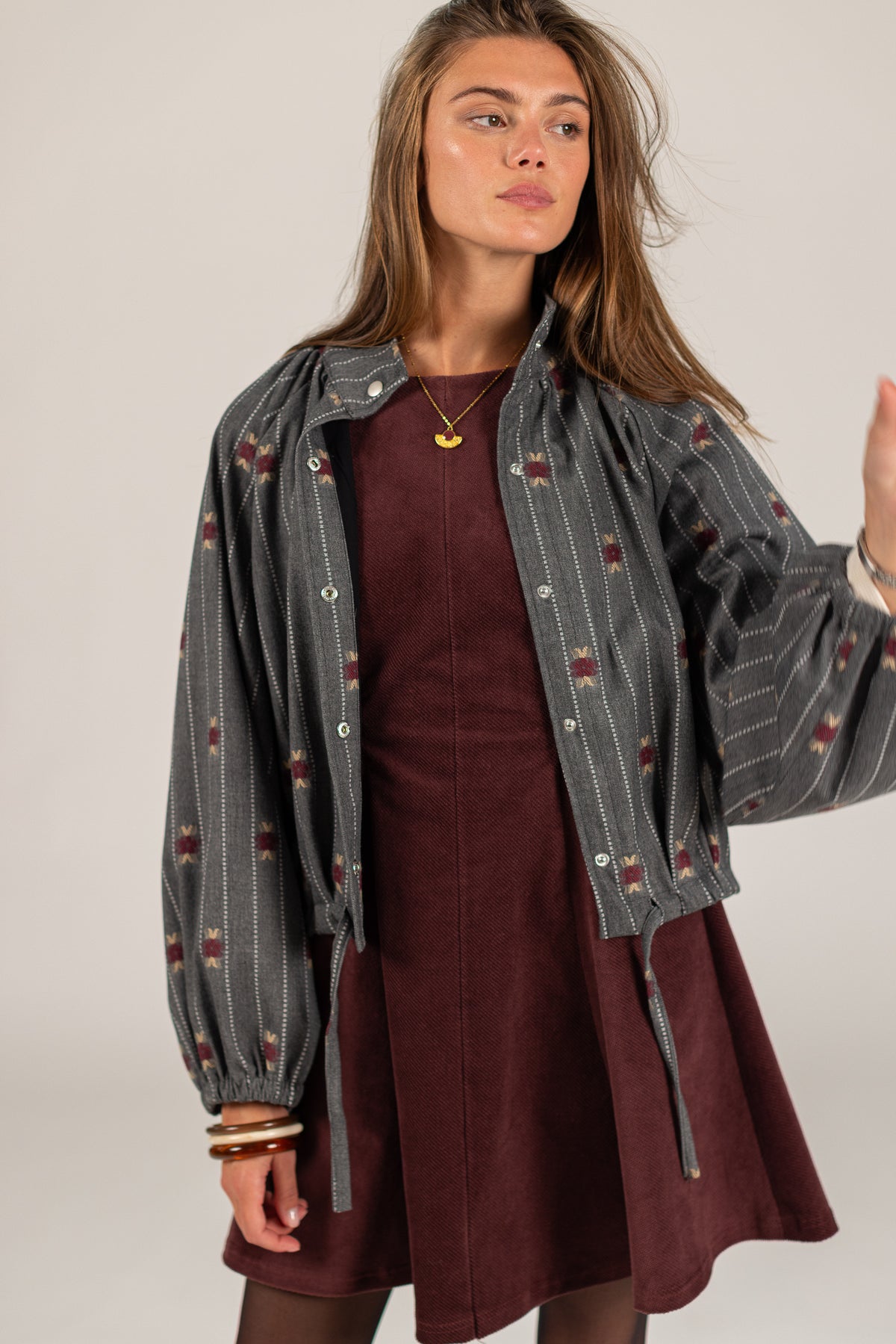 Bomber Jacket Noel Grey Pinstripes
