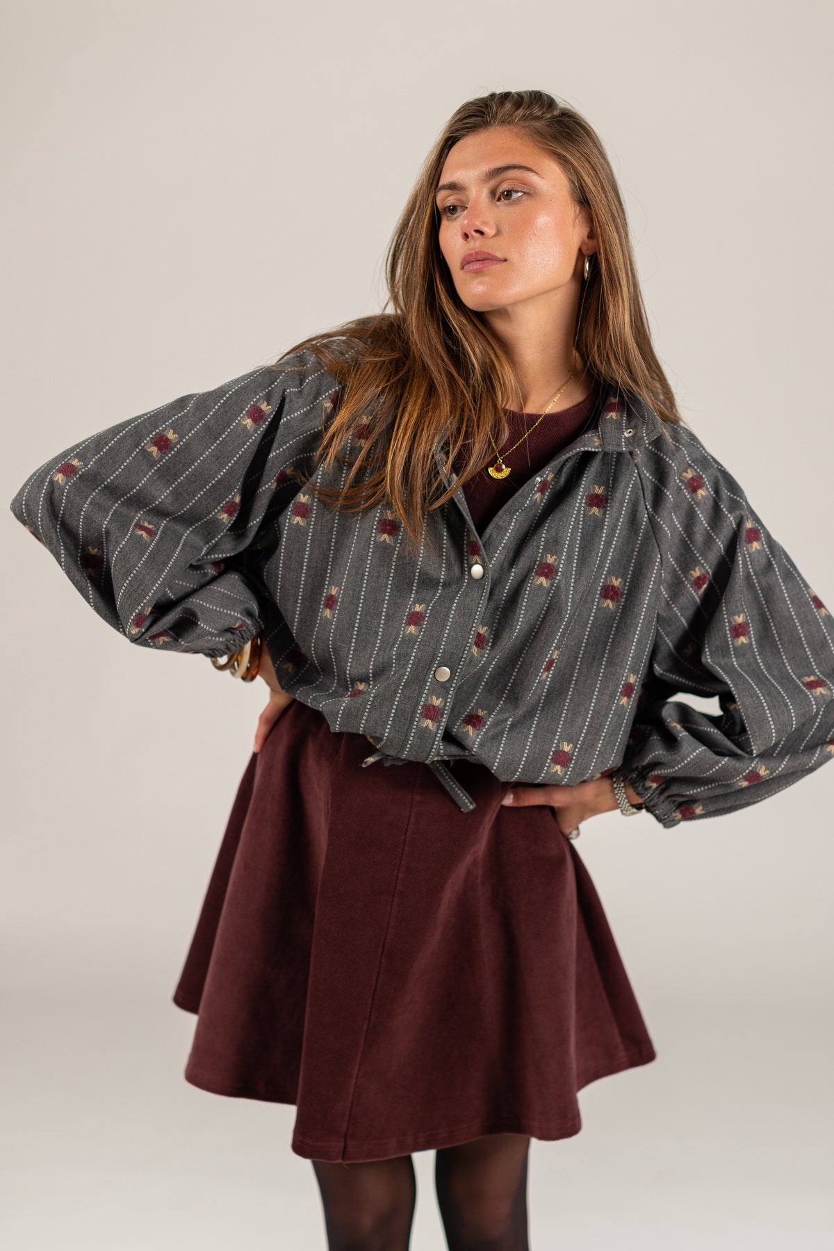 Bomber Jacket Noel Grey Pinstripes