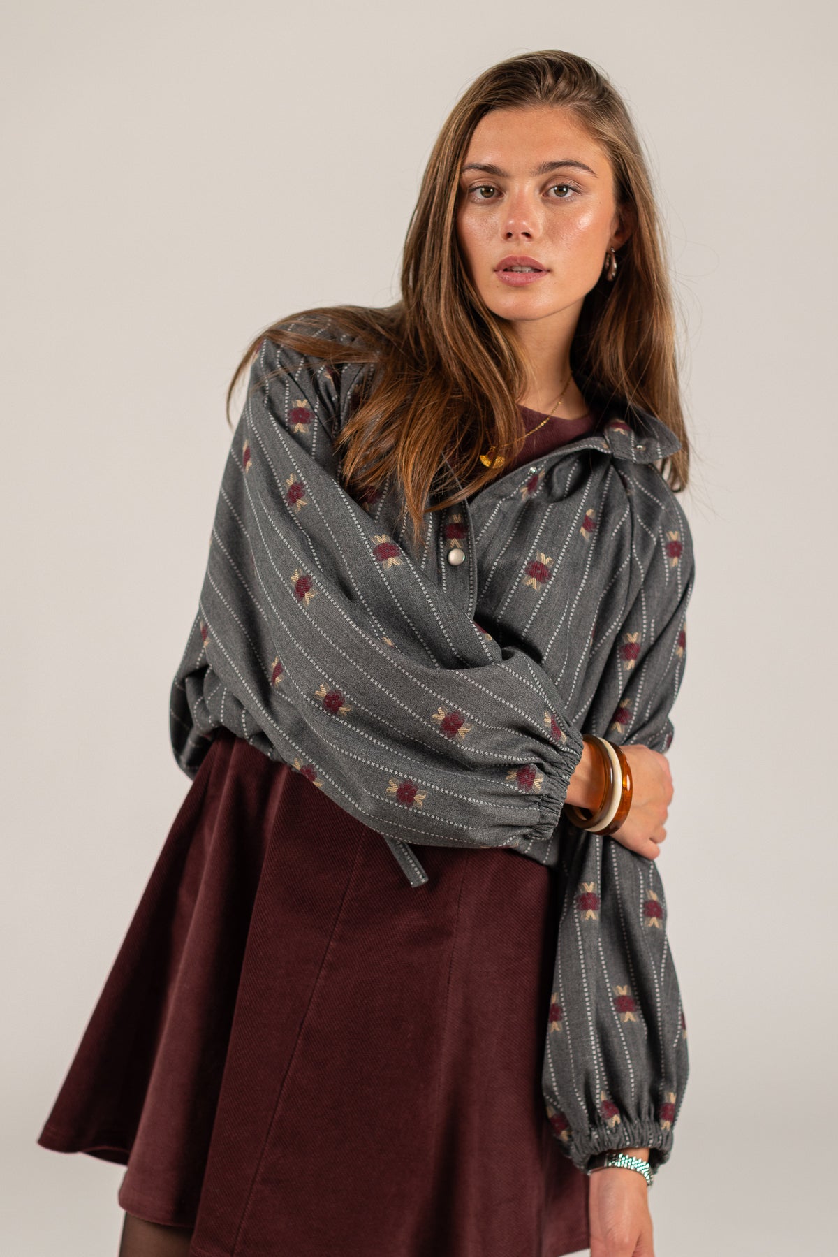 Bomber Jacket Noel Grey Pinstripes