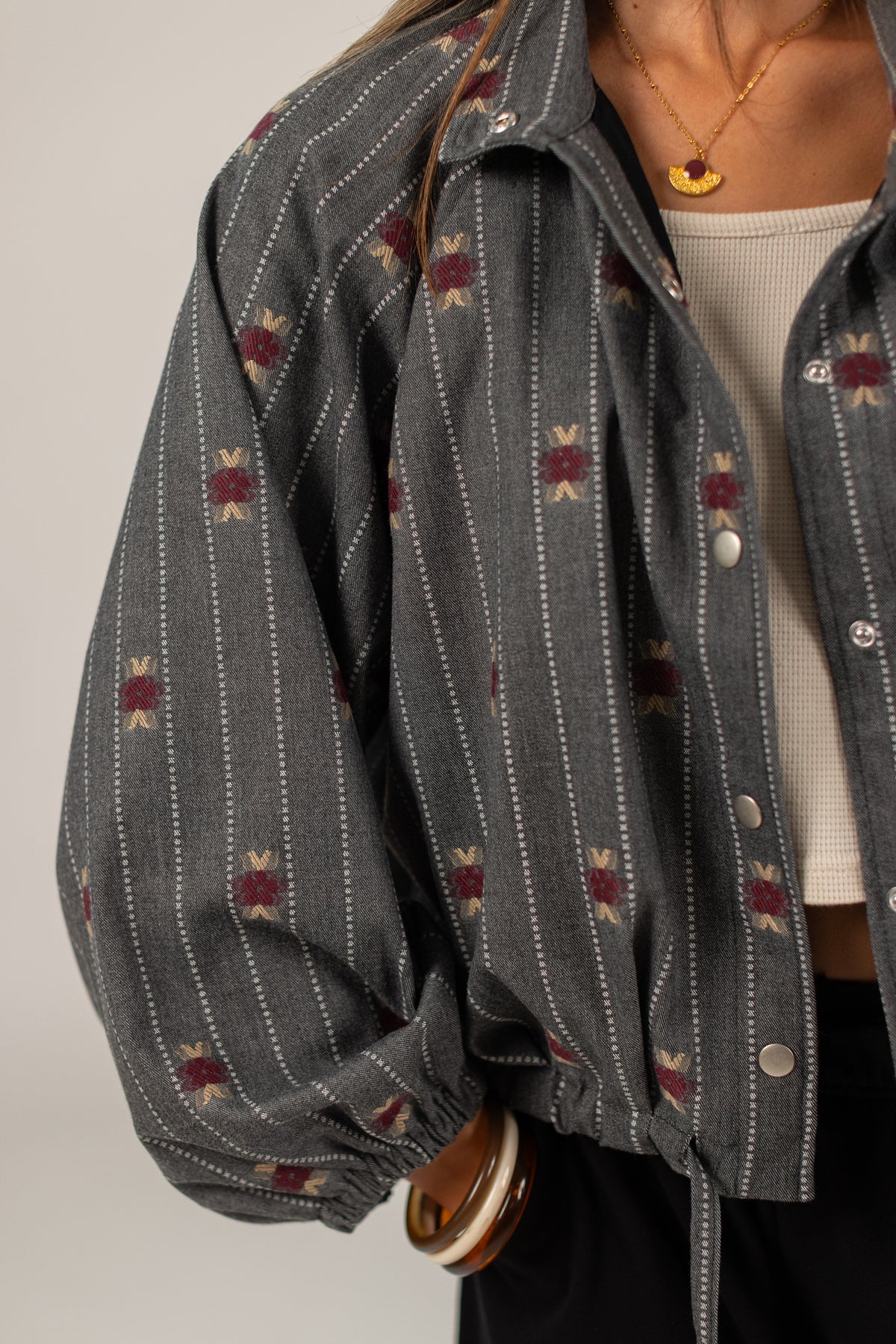 Bomber Jacket Noel Grey Pinstripes