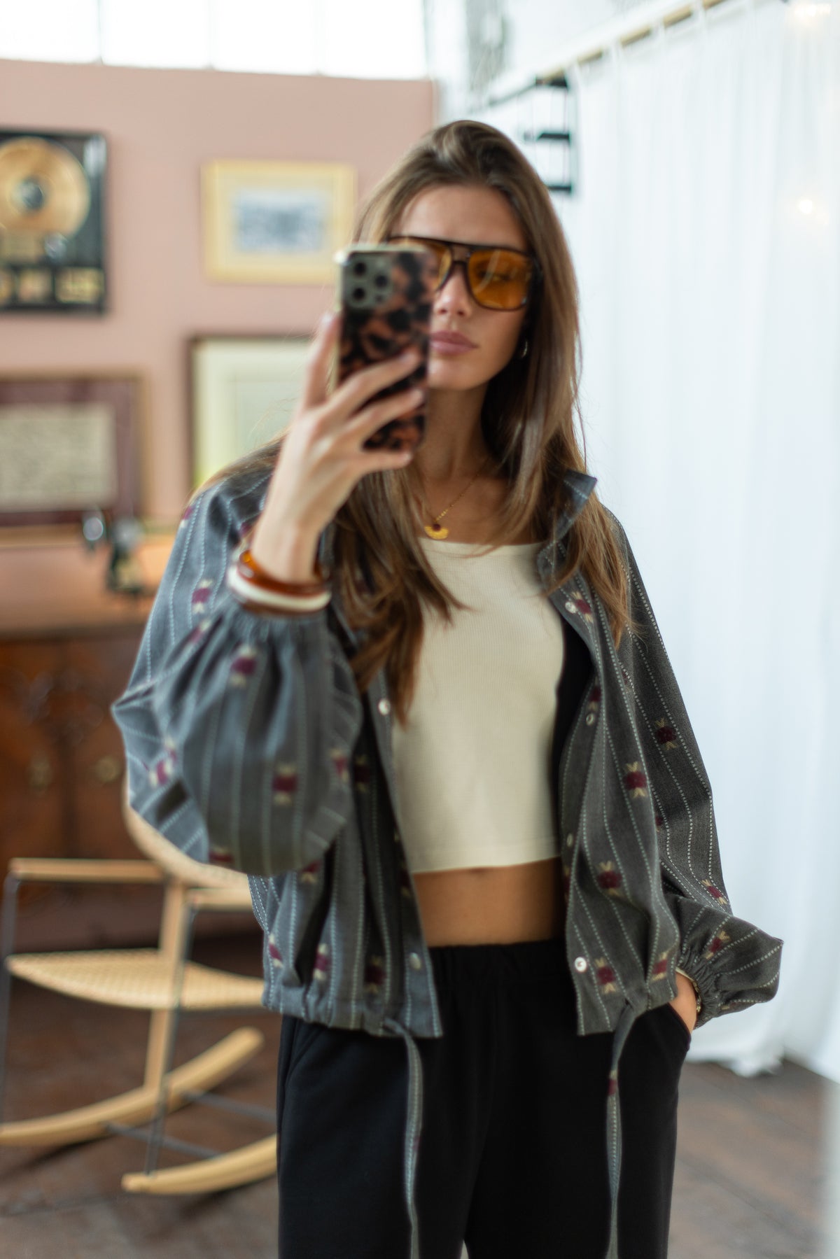 Bomber Jacket Noel Grey Pinstripes