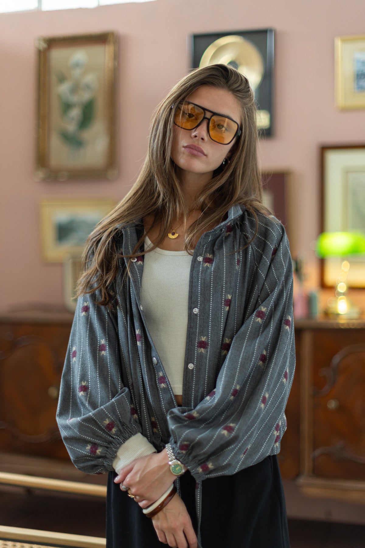 Bomber Jacket Noel Grey Pinstripes