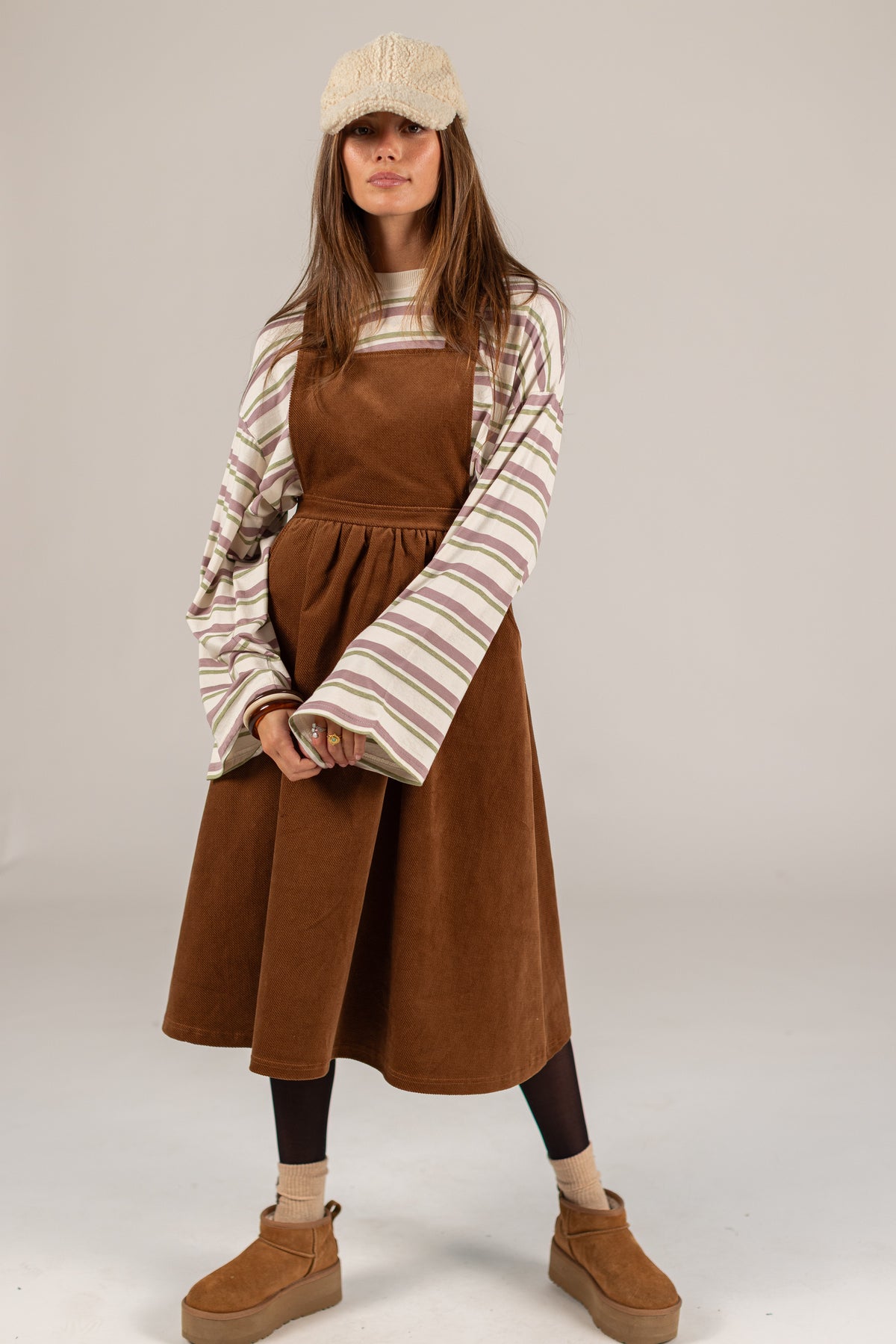Overall Dress Alfina Brown Twill