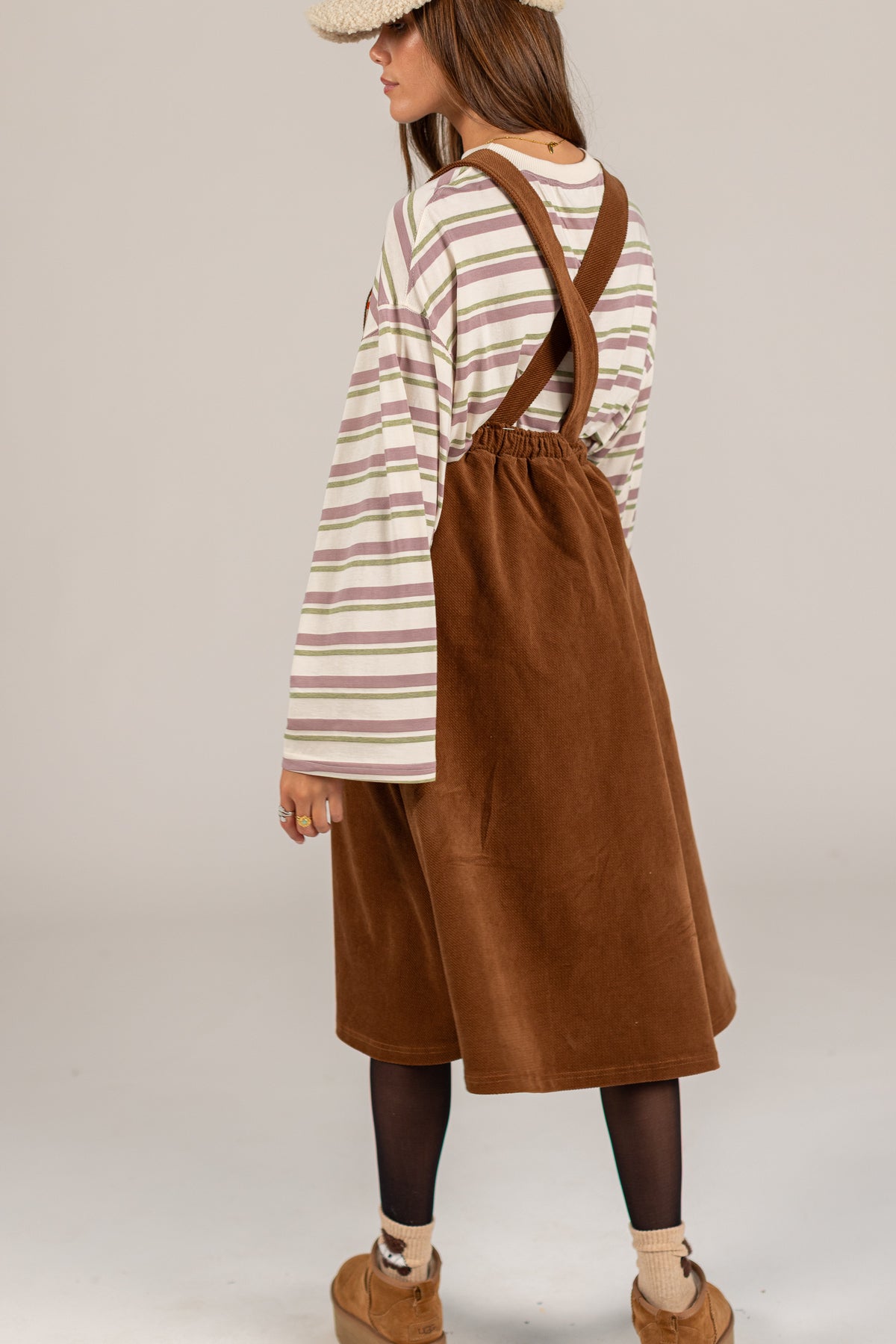 Overall Dress Alfina Brown Twill