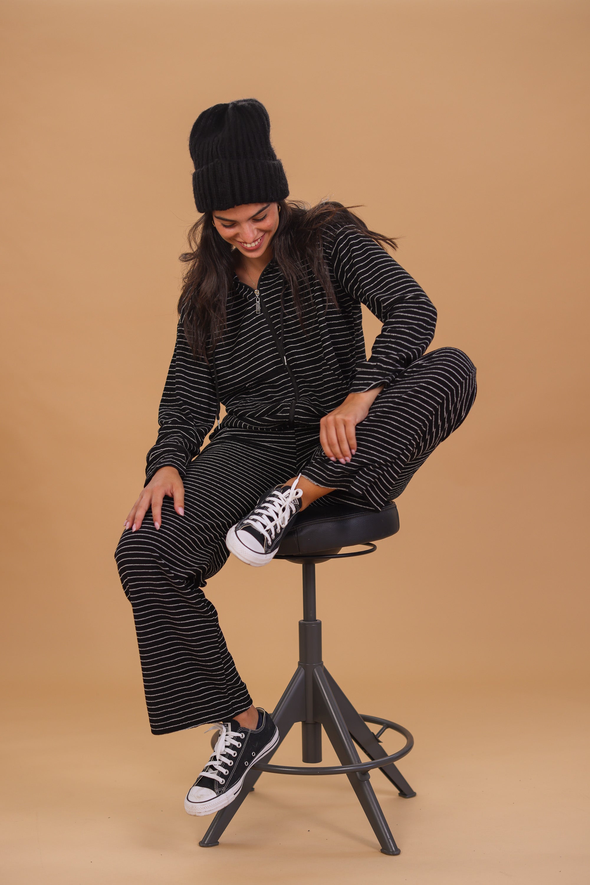 Hooded Cardigan Lorra Black Stripes