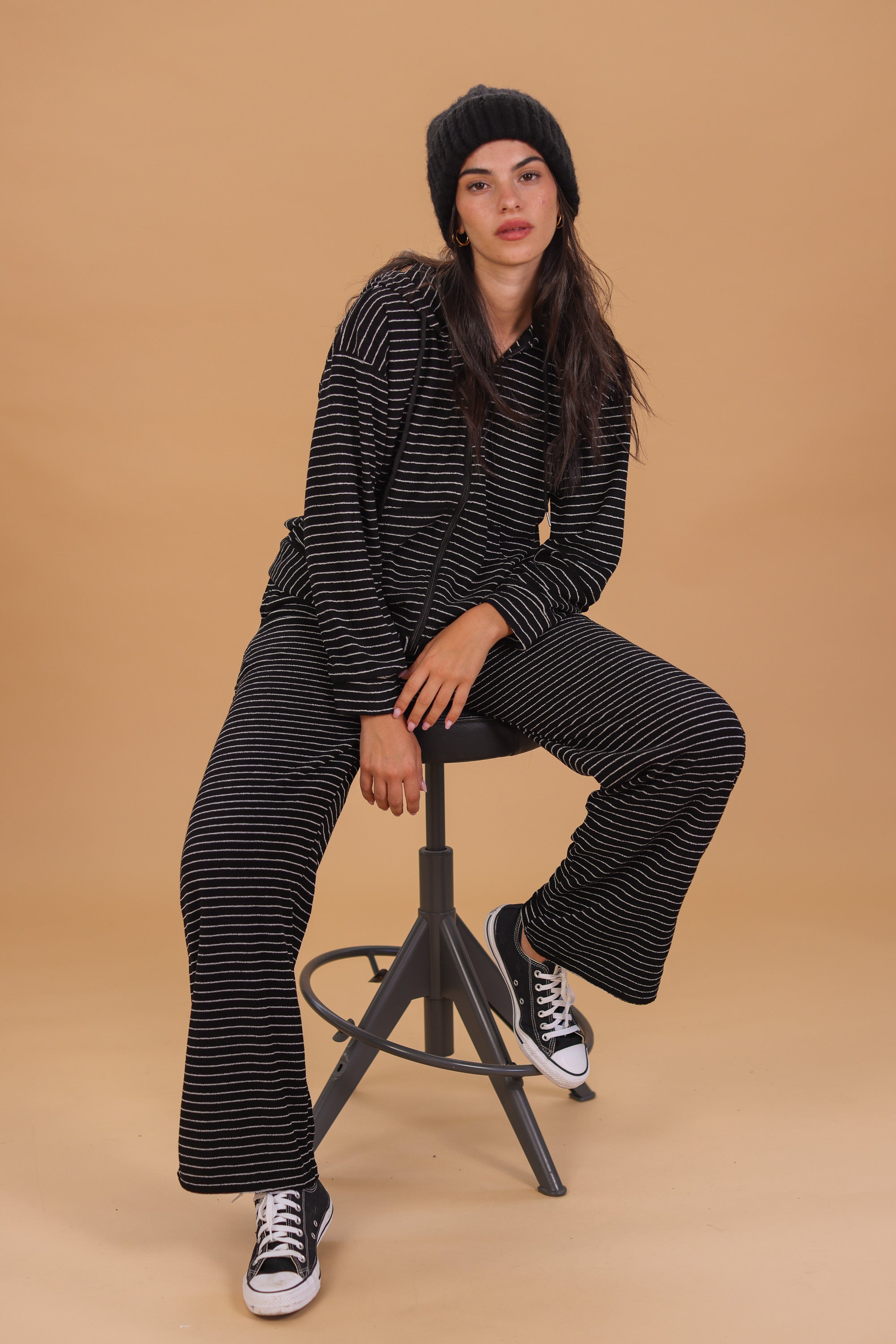 Hooded Cardigan Lorra Black Stripes