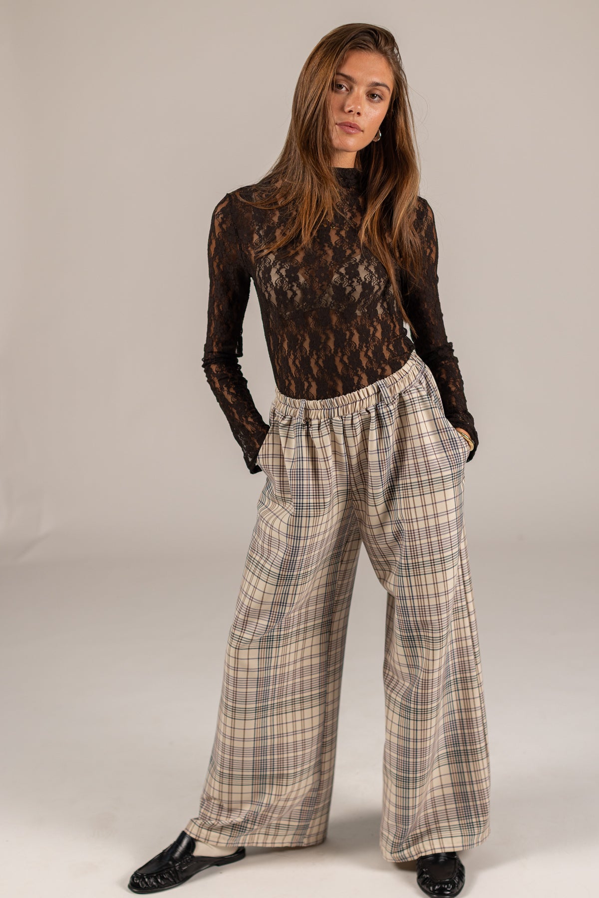 Trousers Jana Cream Plaid