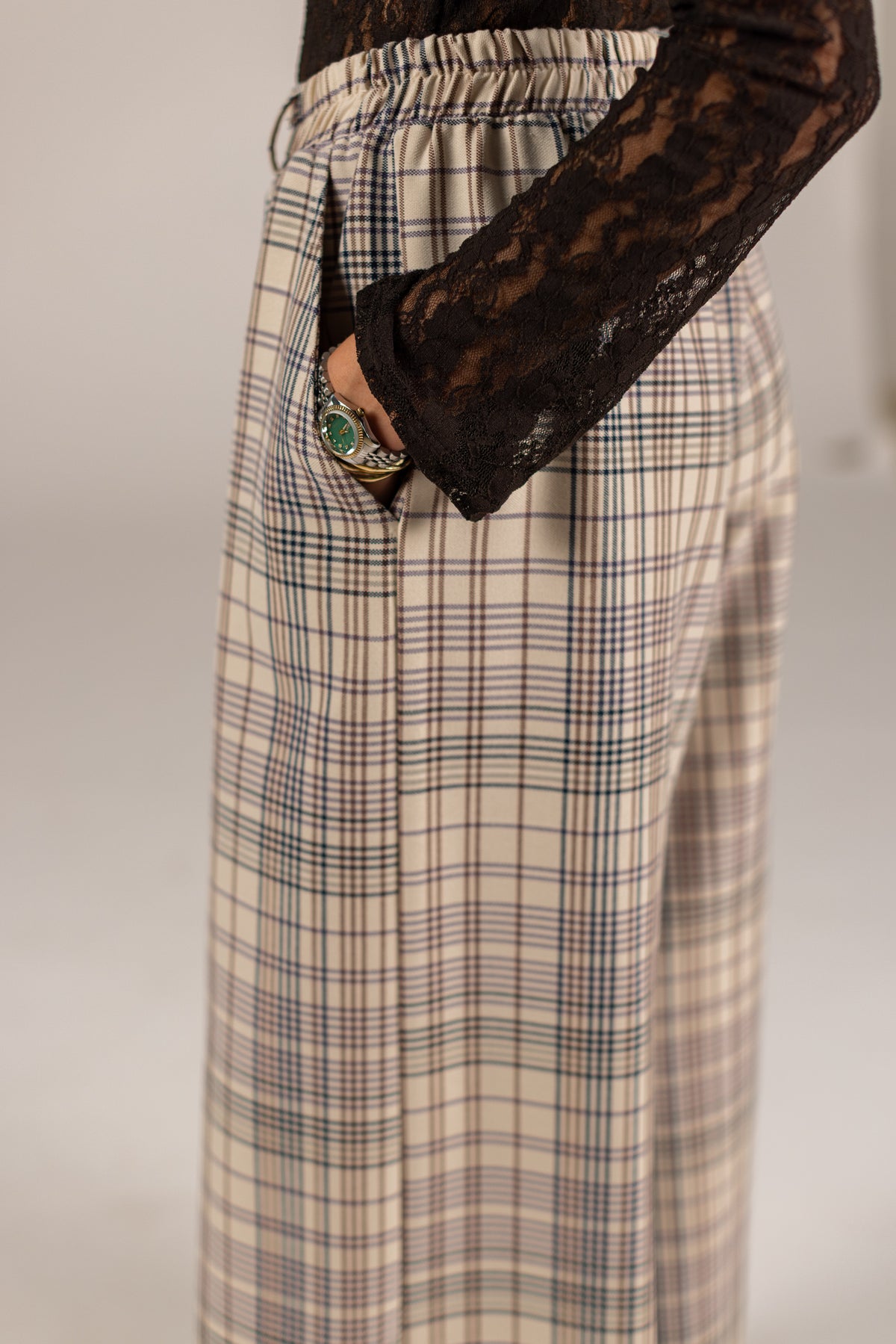 Trousers Jana Cream Plaid