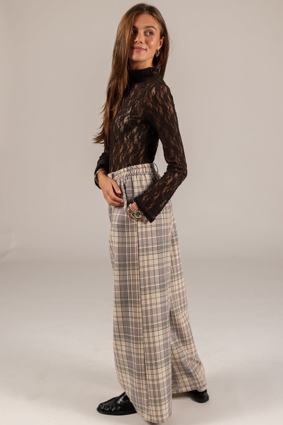 Trousers Jana Cream Plaid
