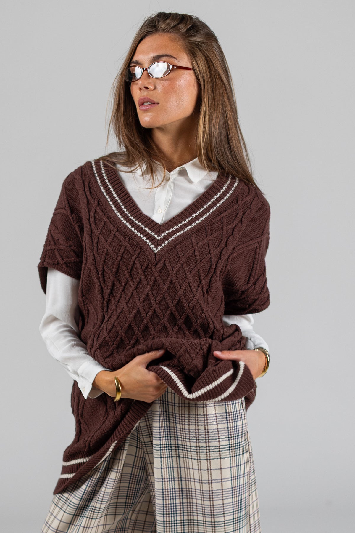 Knit Vest Mardi Brown