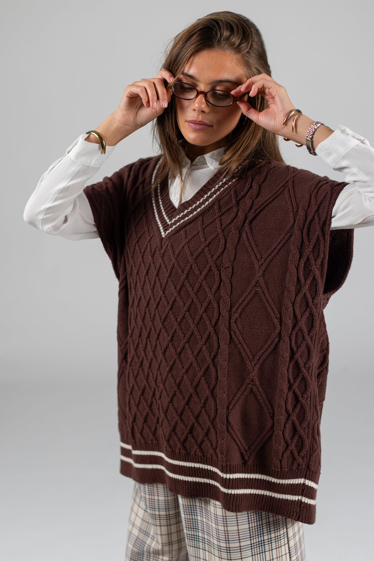 Knit Vest Mardi Brown