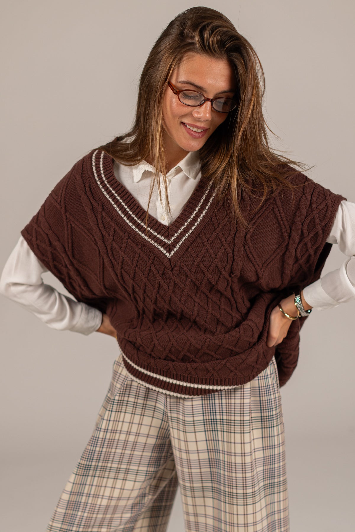 Knit Vest Mardi Brown