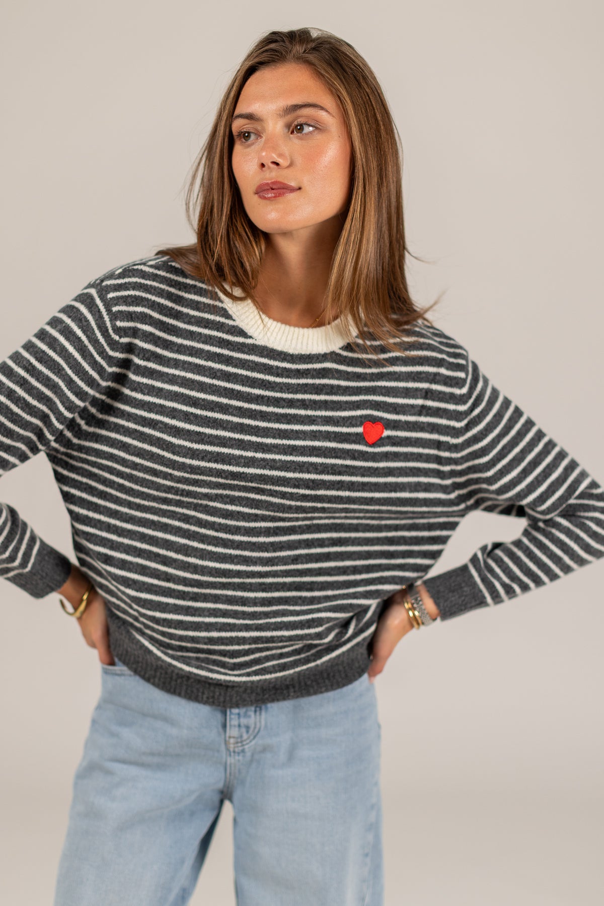 Knit Sweater Woldo Grey Stripes