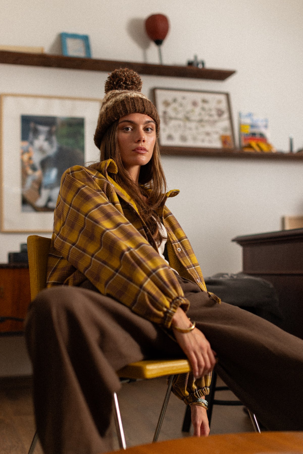Bomber Jacket Cally Yellow Plaid