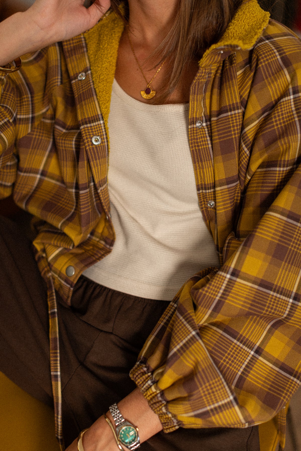 Bomber Jacket Cally Yellow Plaid