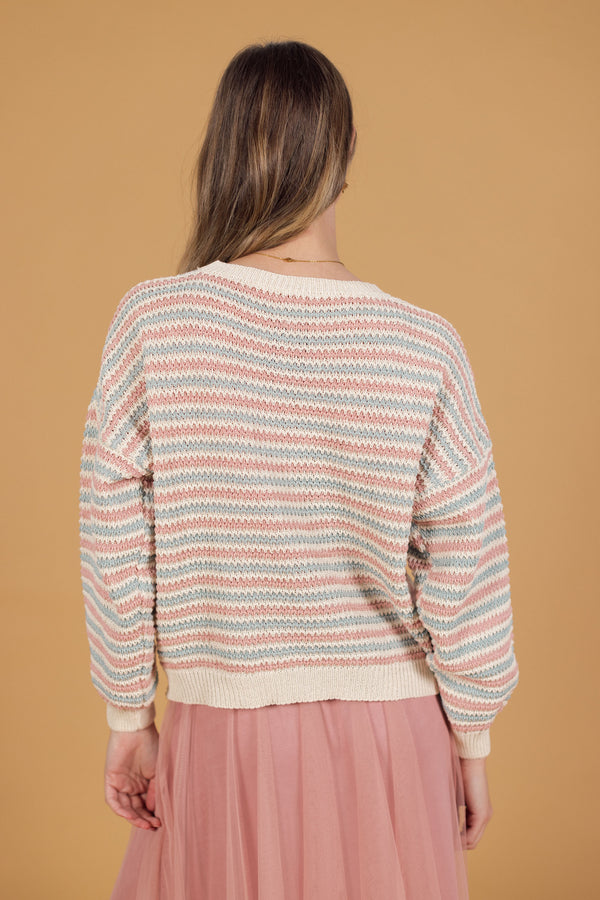 Knit Sweater Roben Dusty Pink Stripes