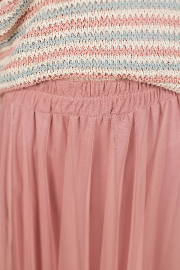 Knit Sweater Roben Dusty Pink Stripes