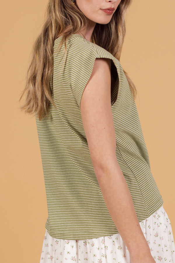 Top Aria Olive Stripes