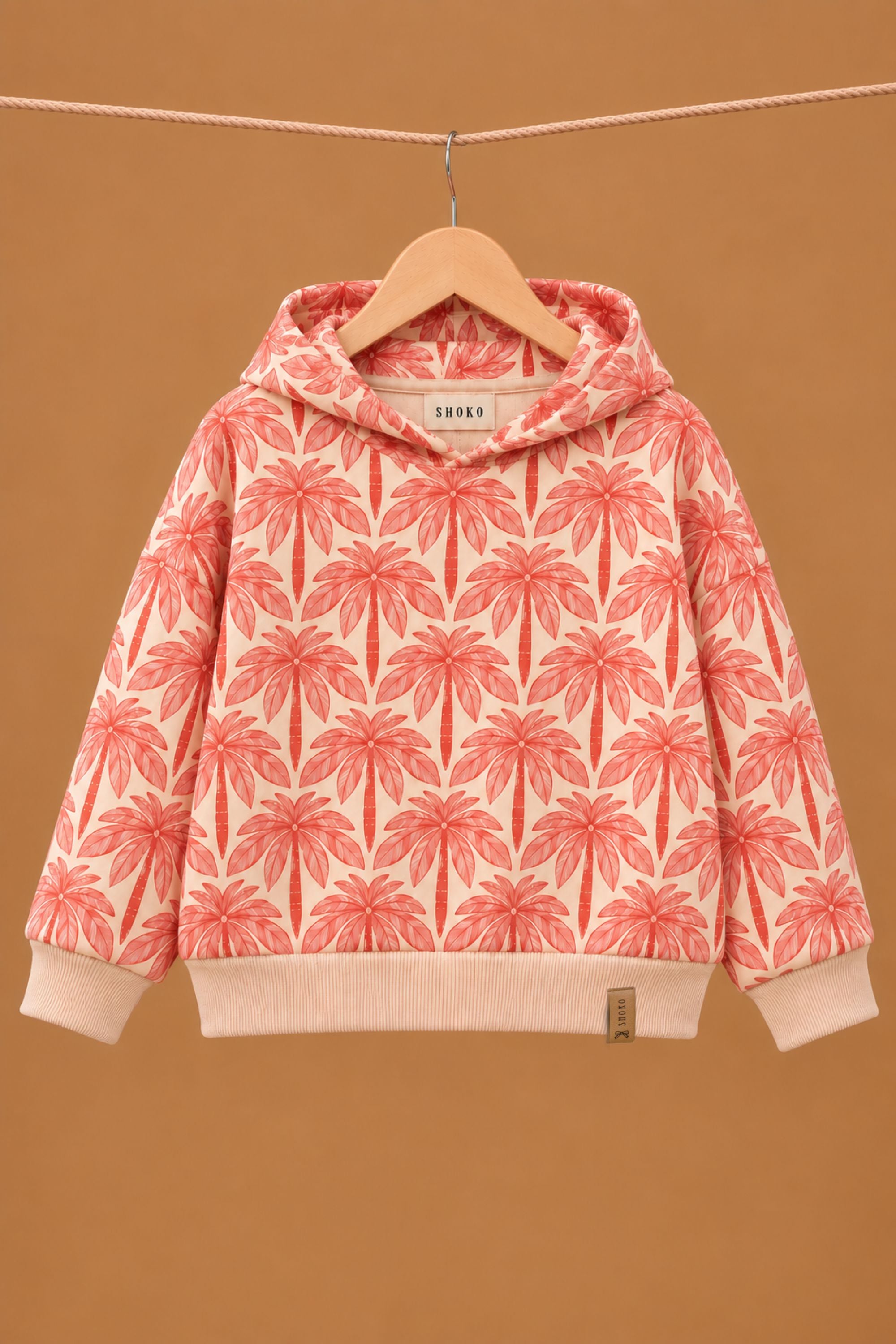 Kids Hoodie Leyla Cream Rose Palms
