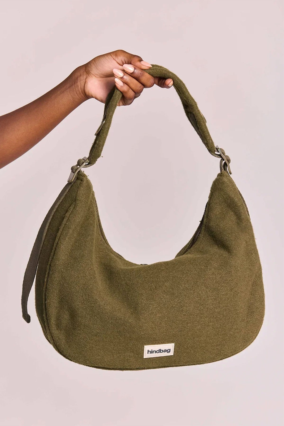 Hobo Bag c Khaki Wool Effect