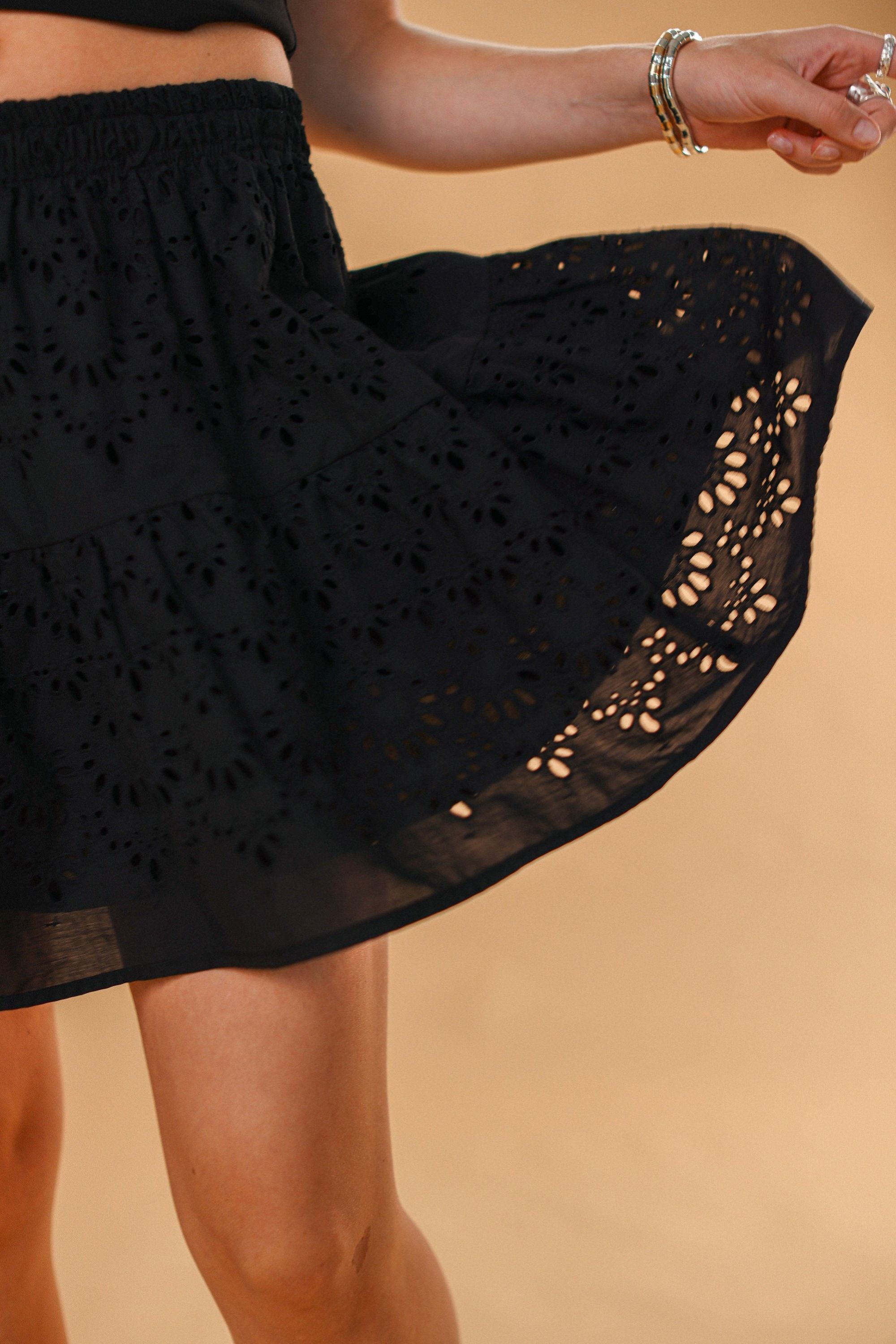 Skirt Joryn Black Embroidered