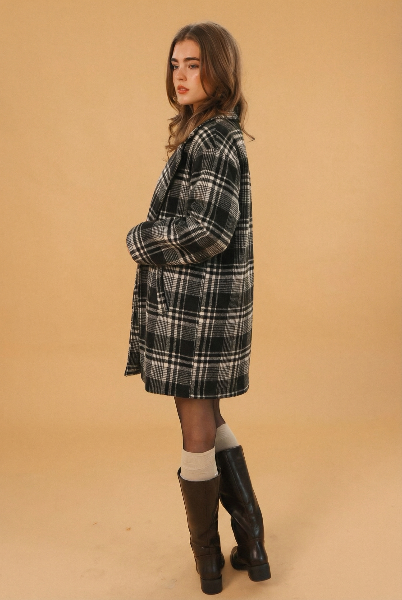 Coat Brinley Black Checkered