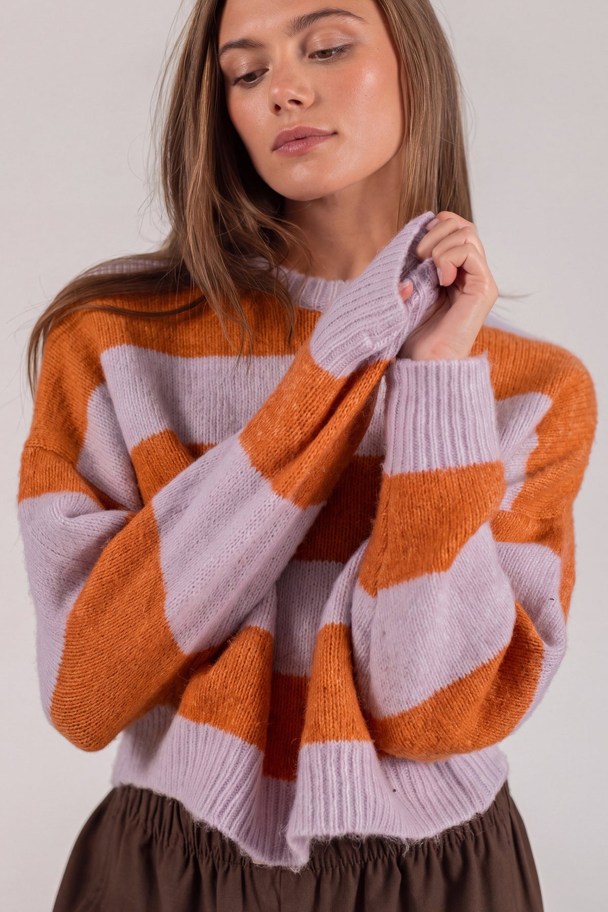 Knit Sweater Aletta Lilac Stripes