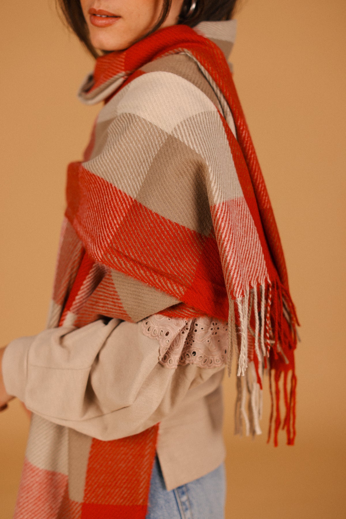 Scarf Leina Red & Beige